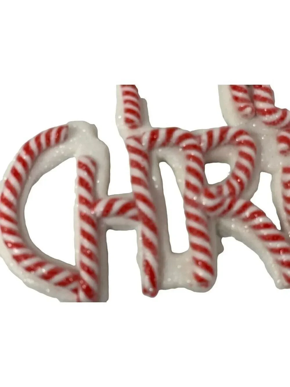 Peppermint Candy Cane Merry Christmas Sign Tree Ornament 8in Candyland Decor Red